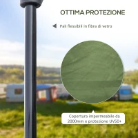 Outsunny Tenda da Campeggio 2 Posti con Veranda, Finestre e Porta con Cerniera, 210x210x150 cm, Verde(m-6)