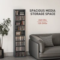 HOMCOM 260 Narrow CD Storage Unit - Grey(m-4)