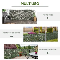 Outsunny Siepe Artificiale a 2 Sezioni da 356 Foglie di Edera, in Poliestere e Rattan, 200x100 cm, Verde e Marrone(m-6)