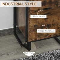 HOMCOM Bedroom Chest of Drawers Set of 2, Industrial 3-Drawer Dresser, Storage Drawers Unit with Metal Frame for Living Room, Rustic Brown(m-5)