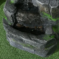 Outsunny Garden Water Feature with LED Lights - Dark Grey(m-9)
