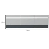 Outsunny Parawan z oknem wizyjnym i torbą, stalowe słupki, 440x140cm, Szary(m-3)