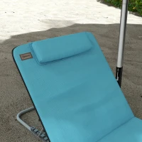 Outsunny Conjunto de 2 Esteiras de Praia com Encosto Reclinável em 5 Níveis Bolsa de Transporte e Apoio de Cabeça 48x134x33-43 cm Azul(m-8)