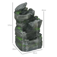 Outsunny Garden Water Feature with LED Lights - Dark Grey(m-3)