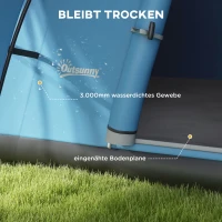 Outsunny Campingtent voor 5-6 Pers., Familietent, Waterdicht, met Voortent, 550L x 300B x 198Hcm, Blauw(m-5)