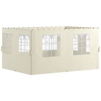 Outsunny 4 Paredes Laterais para Tenda 3x4 m Laterais de Tenda com Ganchos 8 Janelas e Proteção UV Creme(m-1)