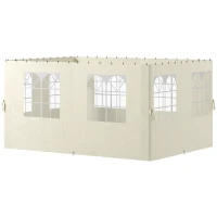 Outsunny Paredes Laterales de Sustitución para Pérgola 4x3 m con Protección UV Ventanas Transparentes y Cortinas Ajustables Crema(m-10)