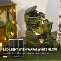 Outsunny Garden Water Feature with LED Lights - Dark Grey(m-4)