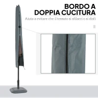 Outsunny Copertura per Ombrellone Impermeabile, Custodia Copri Ombrellone con Cerniera e Laccio, Grigio(m-7)