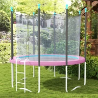 SPORTNOW 12FT Trampoline Spring Cover, Plastic Trampoline Pad Replacement with Elastic Cord, Waterproof, UV Resistant and Tear-Resistant, Pink(m-8)