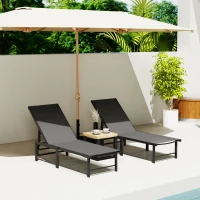 Outsunny Set of Two Reclining Sun Loungers - Grey(m-8)
