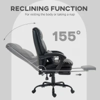 HOMCOM Faux Leather Reclining Office Chair, with Footrest - Black(m-5)