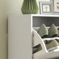 HOMCOM Zapatero con 2 Cajones Abatibles Estantes Ajustables para Pasillos y Espacios Pequeños 47x26x85 cm Blanco Veteado(m-8)