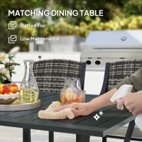 Outsunny Rattan Garden Furniture Set with Cushions, 6 Seater Rattan Dining Set with 6 Armchairs, 150 x 96cm Rectangular Table, Umbrella Hole, for Outdoor, Patio, Balcony, Terrace, Conservatory(m-6)