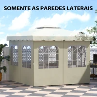 Outsunny 4 Paredes Laterais para Tenda 3x3 m Laterais de Tenda com Ganchos 8 Janelas e Proteção UV  Creme(m-4)