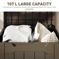 HOMCOM 107 L Plastic Storage Chest with Lid - Dark Brown(m-4)