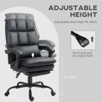 HOMCOM Faux Leather Reclining Office Chair, with Footrest - Black(m-6)