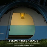 Outsunny Campingtent voor 5-6 Pers., Familietent, Waterdicht, met Voortent, 550L x 300B x 198Hcm, Blauw(m-7)