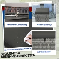 Outsunny 2er Set Rattan Hocker Sitzhocker mit Rattanoptik Stauraum Kissen Deckel 120 kg belastbar 40x40x41cm Dunkelgrau(m-6)