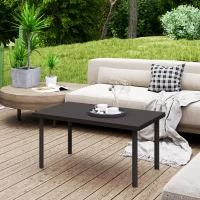 Outsunny Metal Garden Coffee Table, Rectangular Outdoor Side Table with Woodgrain Tabletop, Foot Pads for Outside, Garden, Balcony, Porch, 95 x 55 x 46cm, Brown(m-2)