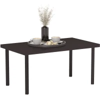 Outsunny Metal Garden Coffee Table, Rectangular Outdoor Side Table with Woodgrain Tabletop, Foot Pads for Outside, Garden, Balcony, Porch, 95 x 55 x 46cm, Brown(m-1)