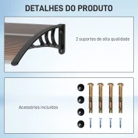 Outsunny Marquise de Proteção 75x100 cm para Portas e Janelas contra Sol e Chuva com Suporte de Liga de Alumínio Marrom e Preto(m-5)