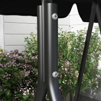 Outsunny Three-Seater Garden Swing Chair, with Adjustable Canopy - Black(m-9)