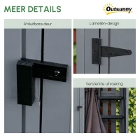 Outsunny tuinhuis gereedschapshuis gereedschapsschuur met opslagruimte voor brandhout gereedschapsschuur met 3 planken, grijs,130 x 54,5 x 180 cm(m-7)