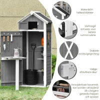 Outsunny Houten Tuinhuis, Grote, Functuele & Stijlvolle Tuinhouten Kast in Grijs Vurenhout 78x52.5x182cm(m-4)