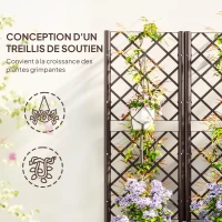 Outsunny Jardinière avec treillis lit surélevé de jardin jardinière extérieure avec 6 trous de drainage 80 x 40 x 135 cm marron(m-4)