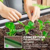 Outsunny Lot de 2 jardinières surélevées galvanisées en acier kit de lits de jardin bordure caoutchouc 152 x 91 x 30 cm argent(m-6)