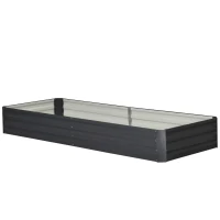 Outsunny Stahl-Hochbeet, offener Boden, einfacher Aufbau, 95L x 90,5B x 29,8H cm, Grau(m-13)