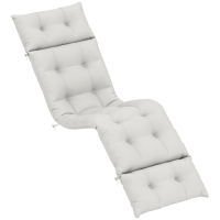 Outsunny Coussin bain de soleil épais coussin chaise longue 190 x 56 x 10 cm, UPF20+, matelas transat six attaches, gris clair