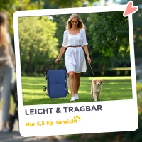 PawHut Hundewagen, Leichter und faltbarer Transportwagen für kleine Hunde, waschbares Kissen, Netzfenster, Dunkelblau(m-5)