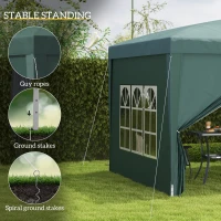 Outsunny 3 x 3m Pop Up Gazebo, Wedding Party Canopy Tent Marquee with Carry Bag and Windows, Green(m-6)