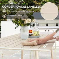 Outsunny Salon de jardin ensemble salle à manger de jardin 7 pièces avec 1 table et 6 chaises empilables en acier beige(m-6)