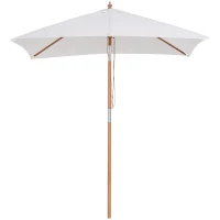 Outsunny Sonnenschirm 200 x 150 x 235 cm Knickbarer Gartenschirm 3-stufig einstellbar rechteckig Strandschirm wasserabweisend und UV-beständig für Strand Balkon Terrasse Garten Cremeweiß(m-11)