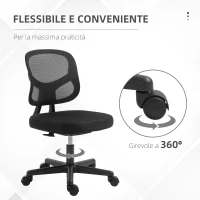 Vinsetto Sedia da Ufficio Ergonomica con Supporto Lombare e Altezza Regolabile, 45x45x78-88 cm, Nero(m-6)