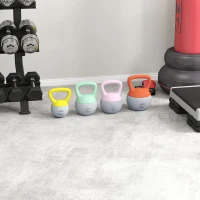 SPORTNOW 4kg/6kg/8kg/10kg Soft Kettlebell, Set of 4 Kettle Bell with Non-Slip Handle for Home Gym Weight Lifting and Strength Training(m-10)