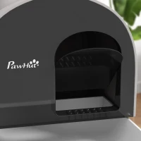 PawHut Bac à litière pour chat avec porte battante pelle et filtre inclus dim. 43L x 44l x 47H cm gris(m-7)