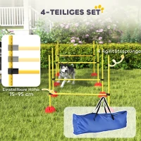 PawHut 4-teiliges Hunde-Agility-Set mit 4 Hürden und Tragetasche für das Sprungtraining, Gelb(m-4)