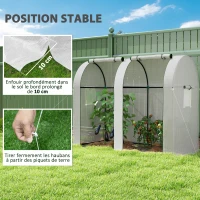 Outsunny Serre de jardin 1,8 m² serre à tomates 2 portes zippées déroulantes 4 fenêtres enroulables acier PE 135 g/m² blanc(m-7)