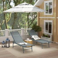 Outsunny Lot de 2 bain de soleil chaise longue pliante textilène transat jardin extérieur inclinable 54 x 164 x 84 cm gris clair(m-7)