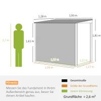 Outsunny Gartenlagerschuppen, Werkzeugschuppen für Gartengeräte, Fenster, Lüftungsöffnungen, abschließbar, Stahl, Dunkelgrau(m-3)