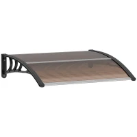 Outsunny 0.8 x 1 m Window Awning Door Canopy Modern Polycarbonate Cover Outdoor Rain Snow Sunlight Protection Hollow Sheet Brown(m-1)