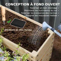 Outsunny Carré potager de jardin sans fond 4 étages pour herbes légumes fruits fleurs 113 x 113 x 46 cm bois naturel(m-5)
