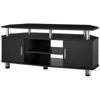 HOMCOM Mobile Porta TV Classico da Soggiorno con 2 ripiani e 2 Armadietti, in MDF e Acciaio Inox, Nero, 120x39.5x52cm(m-10)