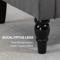 HOMCOM Retro Accent Chair, Linen Wingback Armchair with Wood Frame Button Tufted Design for Living Room Bedroom, Dark Grey(m-7)