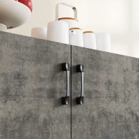 HOMCOM Aparador de Salón Pequeño y Moderno con Estante y Puertas de Cierre Suave 80x37x80 cm Gris Cemento y Blanco Brillo(m-9)