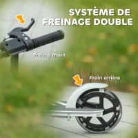 AIYAPLAY Trottinette enfants 3 à 8 ans, trottinette pliable à 2 roues LED roues lumineuses, 4 réglages en hauteur, blanc(m-6)